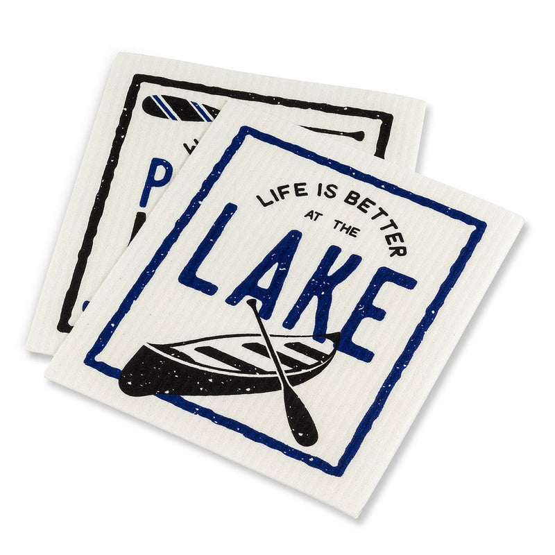 Life is Better at the lake Dishcloths. Set of 2 - Lemon And Lavender Toronto