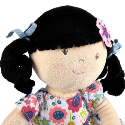 Lilac - Black Hair with Blue Floral Dress Organic Doll - Lemon And Lavender Toronto