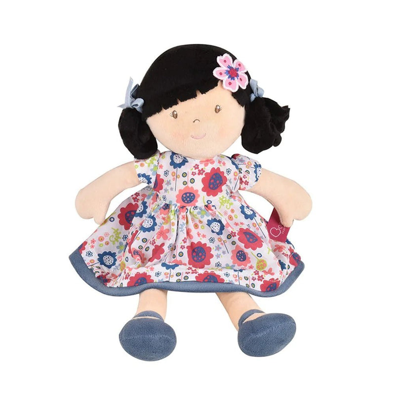 Lilac - Black Hair with Blue Floral Dress Organic Doll - Lemon And Lavender Toronto