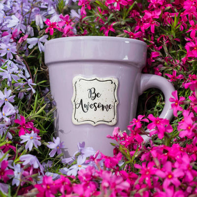 Lilac Flower Pot Mug- "Be Awesome" - Lemon And Lavender Toronto