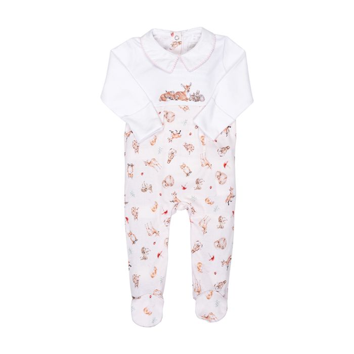 Little Forest Woodland Animal Printed Sleepsuit - Lemon And Lavender Toronto