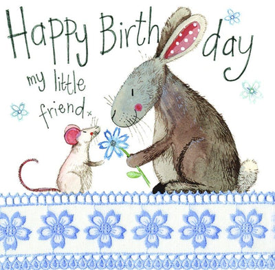 Little Friend Rabbit and Mouse Birthday Card - Lemon And Lavender Toronto