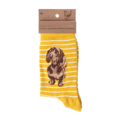 Little One Dachshound Womens Socks - Lemon And Lavender Toronto