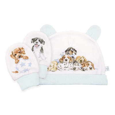 Little Paws' Dog Newborn Hat & Mitten Set - Lemon And Lavender Toronto