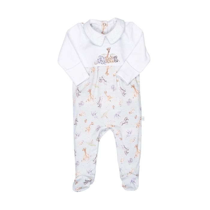 Little Savannah African Animal Printed Sleepsuit - Lemon And Lavender Toronto