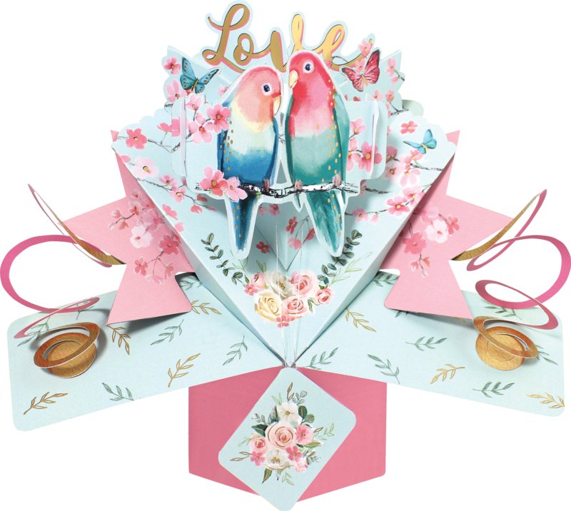 Love Birds Bouquet Pop Up Card - Lemon And Lavender Toronto