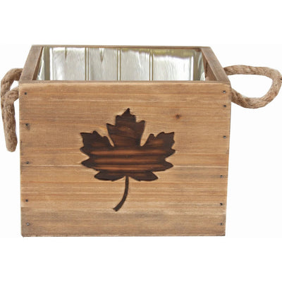 Maple Leaf Design Wooden Planter - Lemon And Lavender Toronto