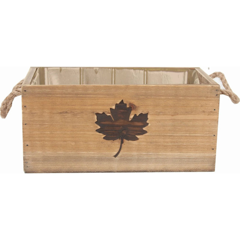 Maple Leaf Design Wooden Planter - Lemon And Lavender Toronto