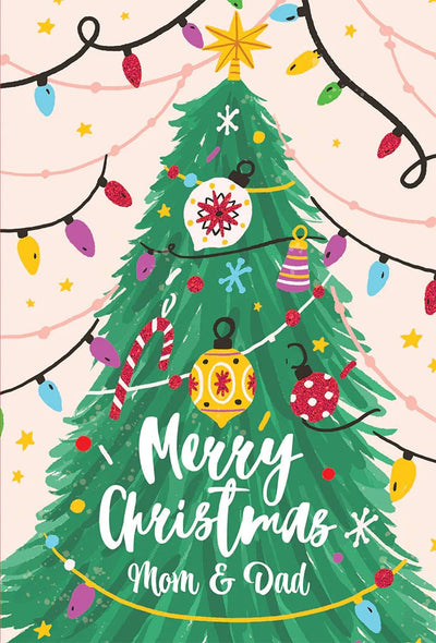 Merry Christmas Tree With Lights Christmas Card Mom and Dad - Lemon And Lavender Toronto