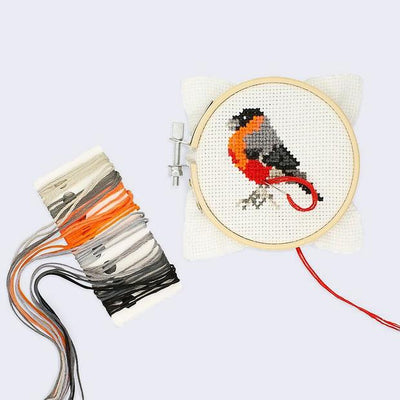 Mini Cross Stitch Embroidery Kit - Bird - Lemon And Lavender Toronto