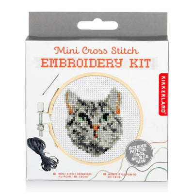 Mini Cross Stitch Embroidery Kit - Cat - Lemon And Lavender Toronto