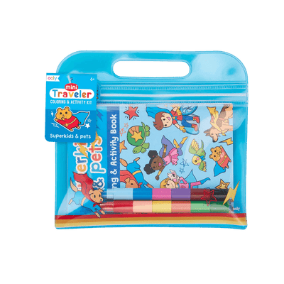 Mini Traveler Colouring and Activity Kit - Superkids & Pets - Lemon And Lavender Toronto