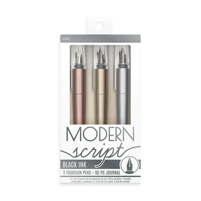 Modern Script Fountain Pens & Journal - 4 PC Set - Lemon And Lavender Toronto