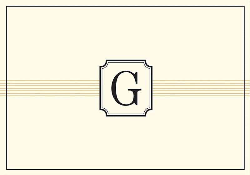 Monogram Note Cards: G - Lemon And Lavender Toronto