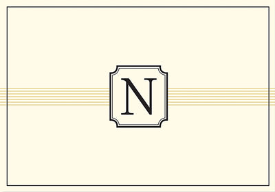 Monogram Note Cards: N - Lemon And Lavender Toronto
