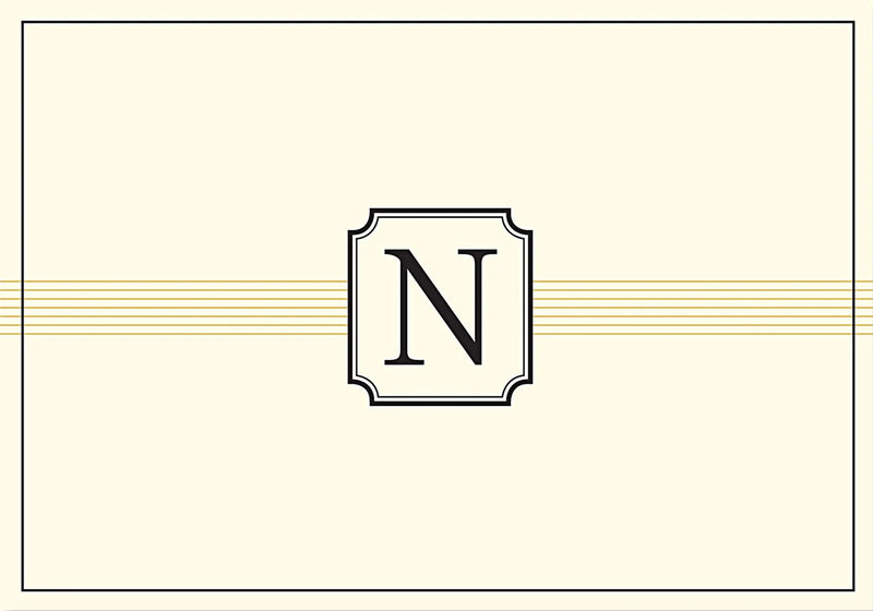 Monogram Note Cards: N - Lemon And Lavender Toronto