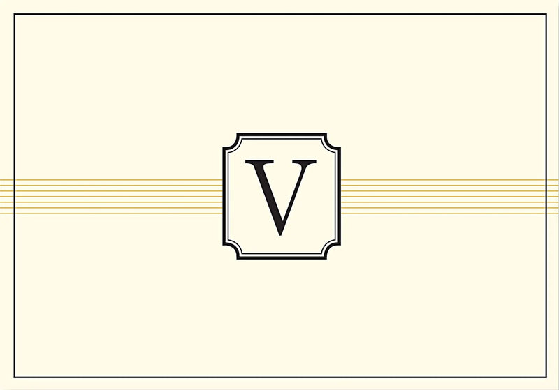 Monogram Note Cards: V - Lemon And Lavender Toronto