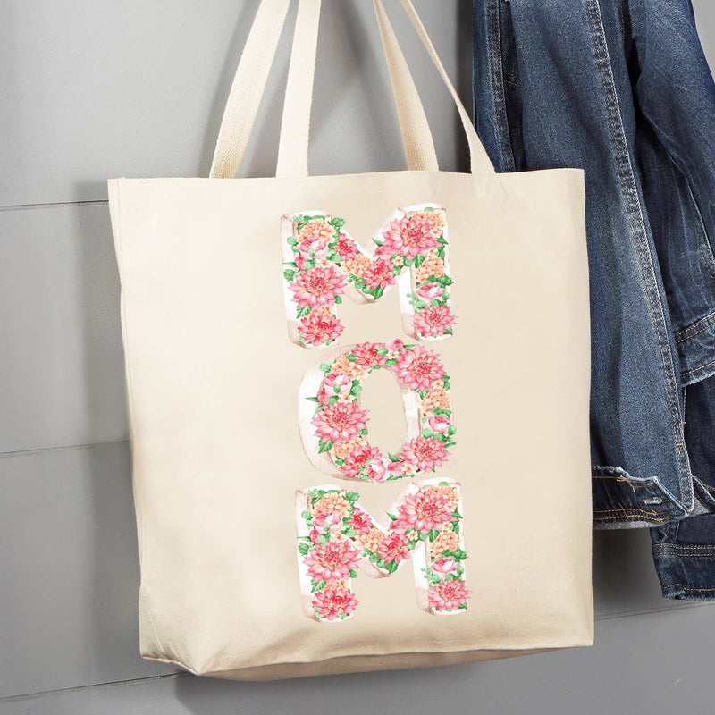 Mothers Day MOM Pink Flowers Cotton Tote Bag - Lemon And Lavender Toronto