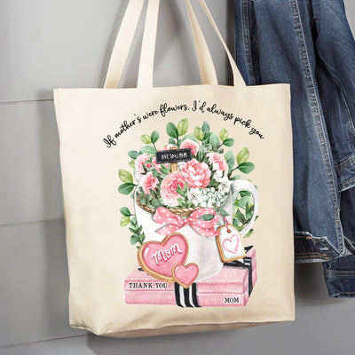 Mothers Day Thank you MOM Cotton Tote Bag - Lemon And Lavender Toronto