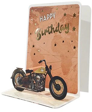 Motorcycle Birthday Pop-up Small 3D Card - Lemon And Lavender Toronto