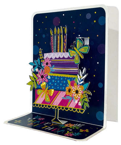 Neon Cake Birthday Pop-up Small 3D Card - Lemon And Lavender Toronto