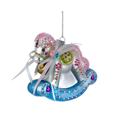 Noble Gems™ Baby's 1st Christmas Rocking Horse Glass Ornament - Lemon And Lavender Toronto
