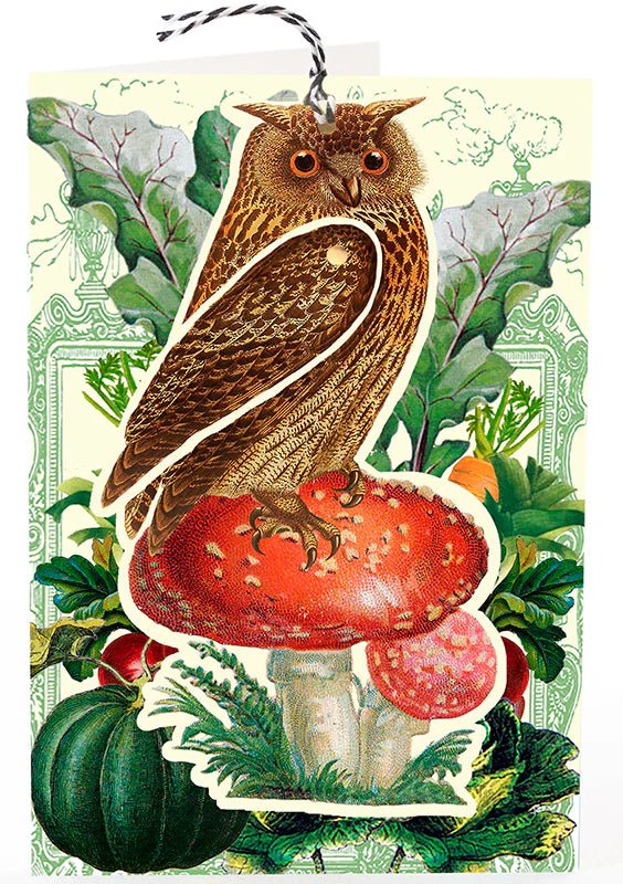 Owl on Mushroom Dangle Card - Lemon And Lavender Toronto