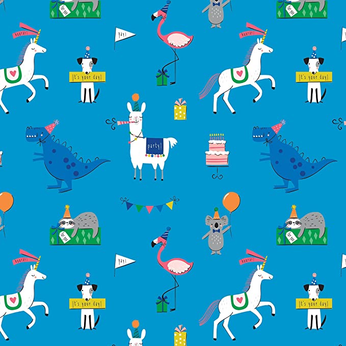 Party Animals Gift Wrap Roll - Lemon And Lavender Toronto