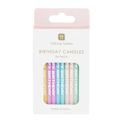 Pastel Happy Birthday Printed Candles - 24 Pack - Lemon And Lavender Toronto