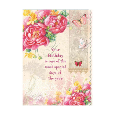 Peonies & Butterflies Happy Birthday Card - Lemon And Lavender Toronto