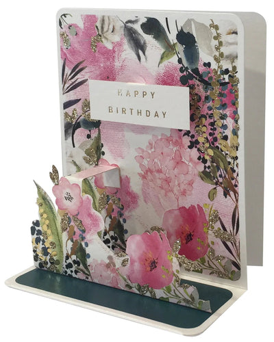 Pink Blooms Birthday Pop-up Small 3D Card - Lemon And Lavender Toronto