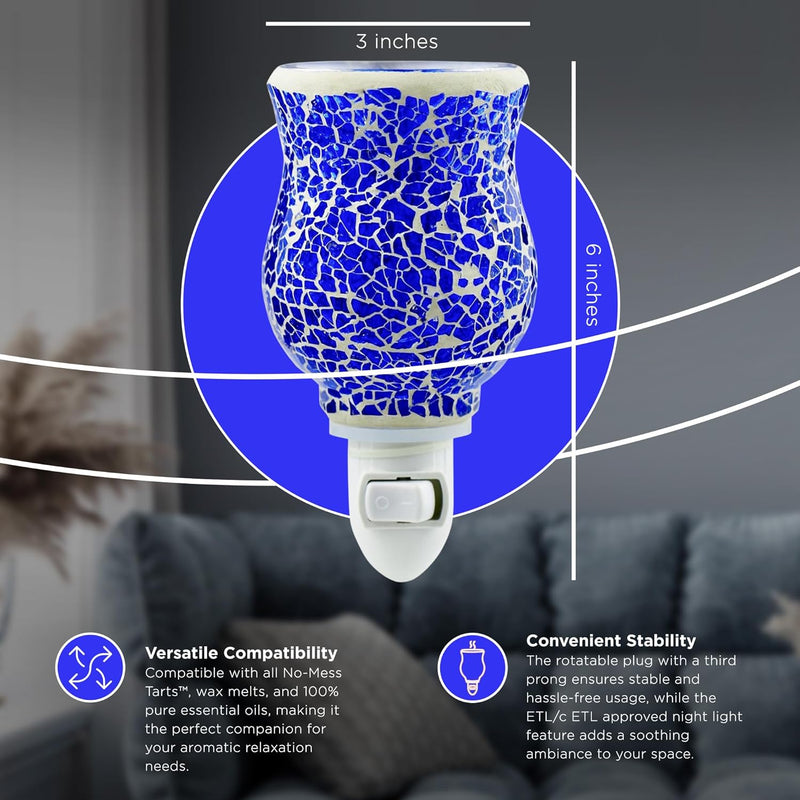 Plugables® Fragrance Vase - Blue Mosaic Wax Warmer - Lemon And Lavender Toronto