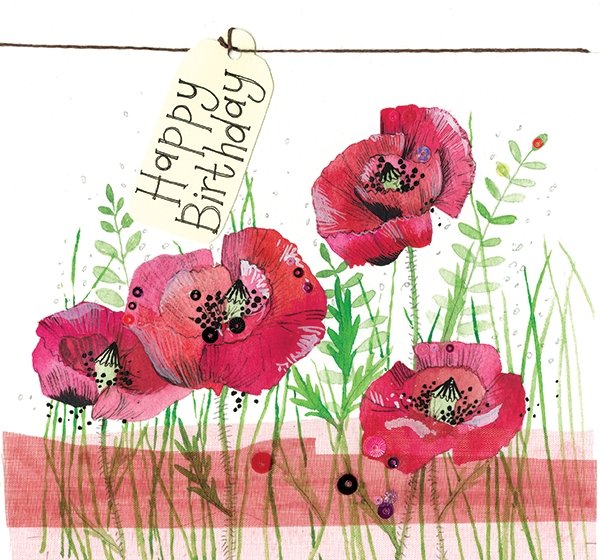 Poppy Flower Birthday Card - Lemon And Lavender Toronto