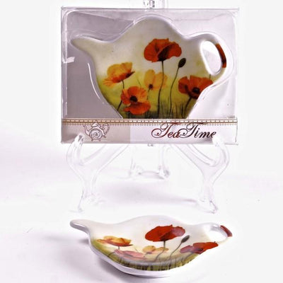 Porcelain Tea Bag Holders in Gift Box, Poppies, Set of 2 - Lemon And Lavender Toronto