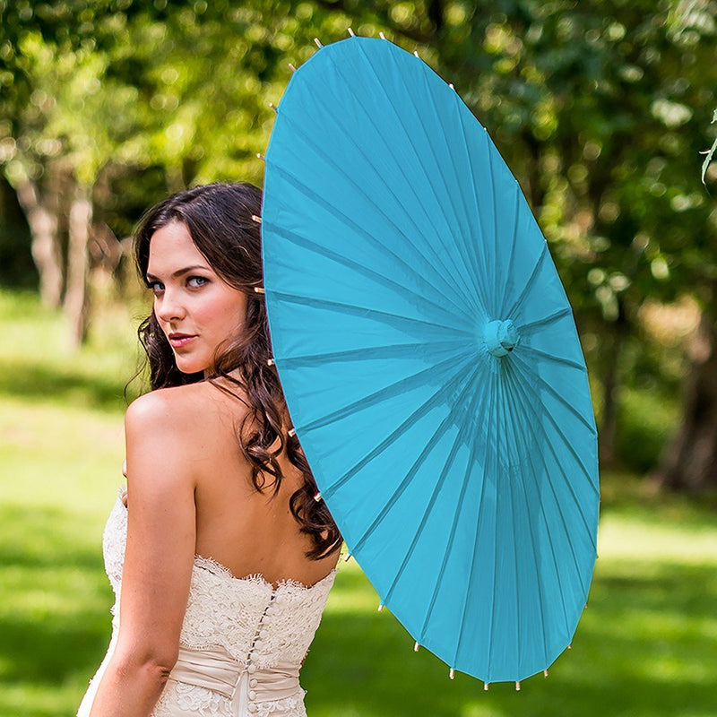 Pretty Paper Parasol With Bamboo Handle - CARIBBEAN BLUE - Lemon And Lavender Toronto