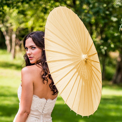 Pretty Paper Parasol With Bamboo Handle - IVORY - Lemon And Lavender Toronto