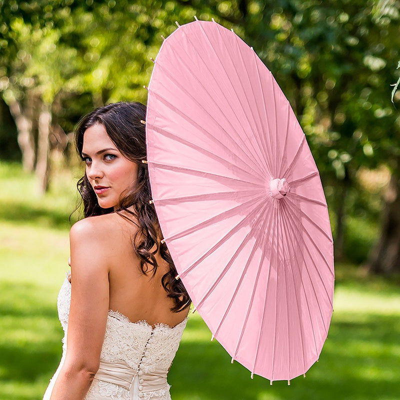 Pretty Paper Parasol With Bamboo Handle - PASTEL PINK - Lemon And Lavender Toronto