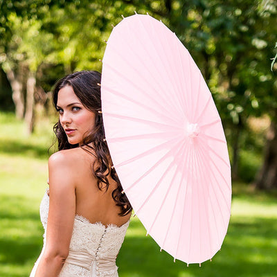 Pretty Paper Parasol With Bamboo Handle - PINK - Lemon And Lavender Toronto