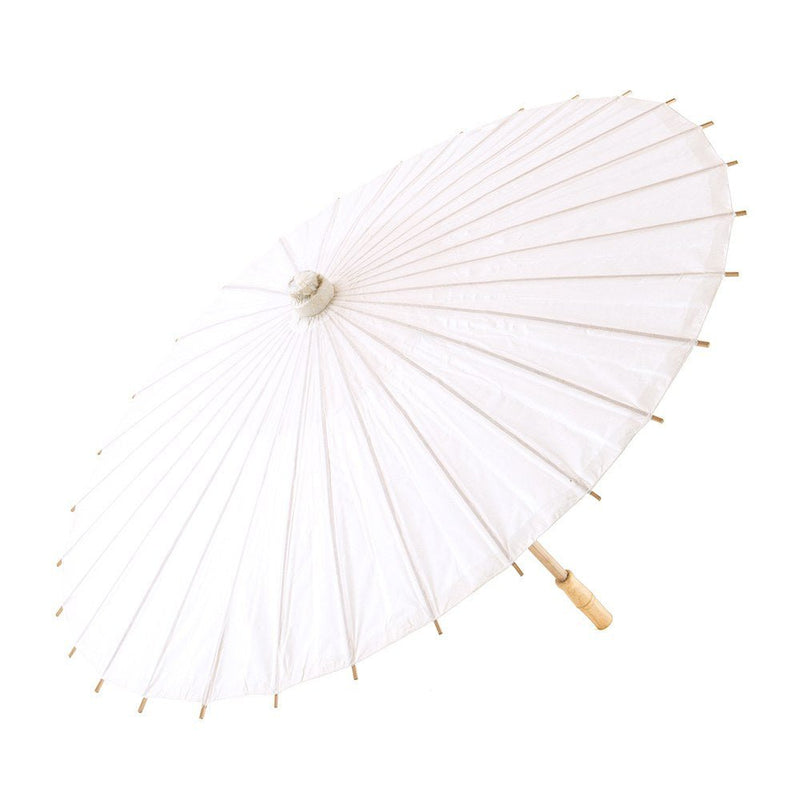 Pretty Paper Parasol With Bamboo Handle - WHITE - Lemon And Lavender Toronto