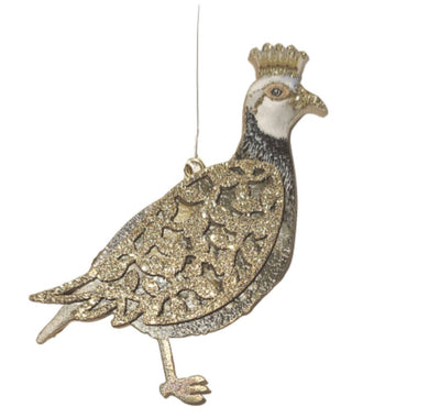 Printed Wood Partridge with gold glitter wings Ornament - Lemon And Lavender Toronto