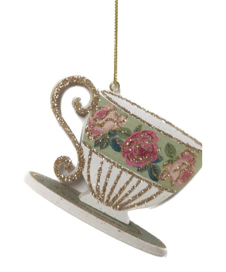 Printed Wood Tea Cup & Saucer Ornament - Lemon And Lavender Toronto