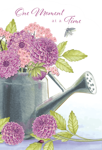 Purple Flowers in a watering Can Get Well Card - Lemon And Lavender Toronto