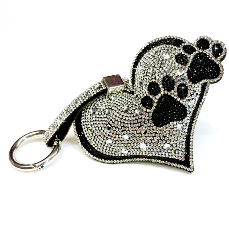 💎 Purse Charm Diamonds In The Ruff Heart Black Silver With Black Paws - Lemon And Lavender Toronto