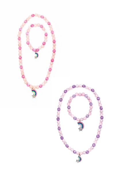 Rainbow Necklace & Bracelet Set, 2pc, - Lemon And Lavender Toronto