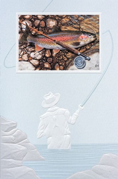 Rainbow Trout & Rod Greeting Card - Lemon And Lavender Toronto