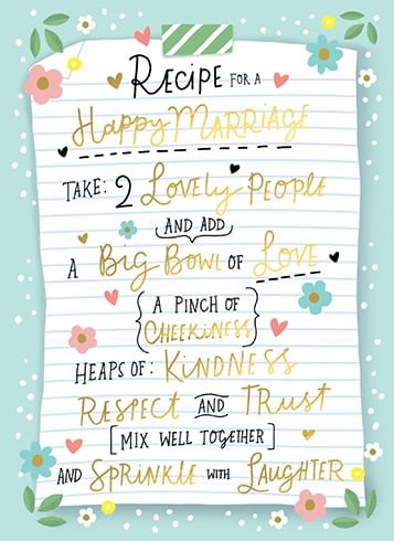 Recipe for a Happy Marriage Card - Lemon And Lavender Toronto