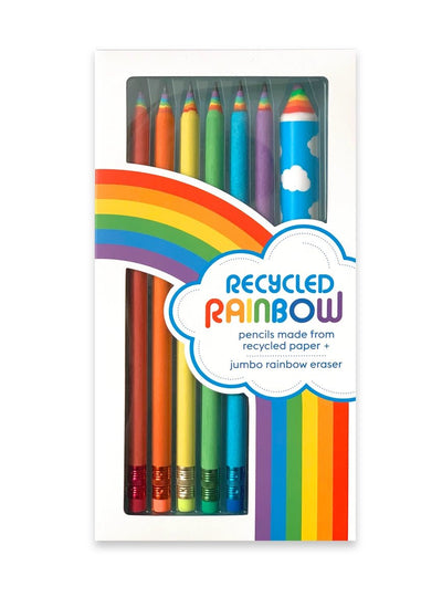 Recycled Rainbow Pencil & Eraser Set - Lemon And Lavender Toronto