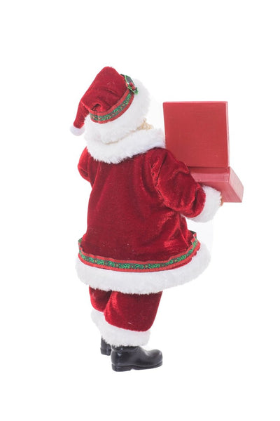 Red Fabric Standing Plump Santa Holding Ornaments - Lemon And Lavender Toronto