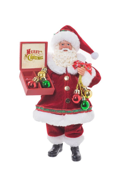 Red Fabric Standing Plump Santa Holding Ornaments - Lemon And Lavender Toronto