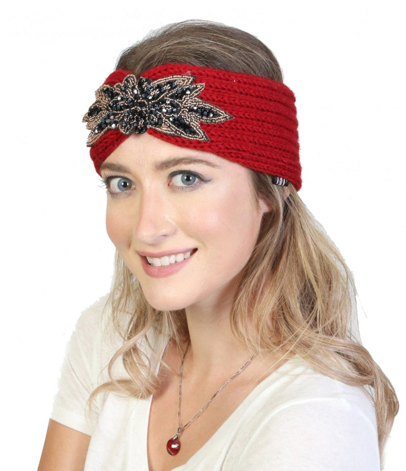 Red Rhinestone knit headband. - Lemon And Lavender Toronto